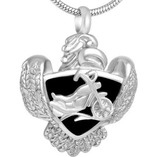 MJD8225 Hot Selling Eagle Motorcycle Urn Jewelry For Ashes 316L Stainless Steel Cremation Necklaces For Men