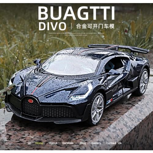 1:24 Bugatti DIVO Alloy Sports Car Model Diecasts Simulation Metal Toy Vehicles Car Model Collection Sound Light Childrens Gift