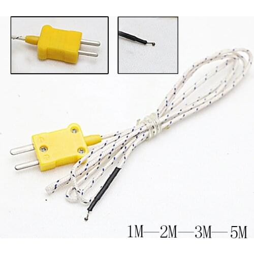 Junejour K-Type Temperature Measurement Line 1/2/3/5M Length Wire Thermocouple Tester Line Sensor Probe Multimeter Tester Line