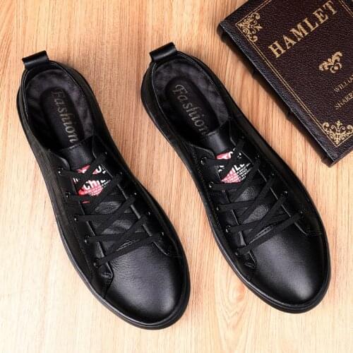 Fashion mens shoes 2019 spring and autumn black leather large size 46 high-quality brand formal lace-up casual mens shoes