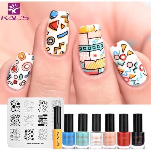 KADS Geometric overprint Nail Stamping SET Nail Stamp Plates Template Image Plates Nail Stamping Plate Print Polish Stencil