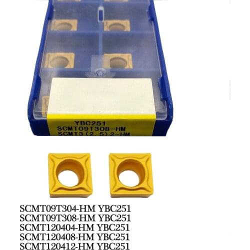10pcs Carbide Insert SCMT09T304 SCMT09T308 SCMT120408 SCMT120412 HM YBC251 YBC252 CNC Lathe Turning Tool Metal Cutter SCMT Blade