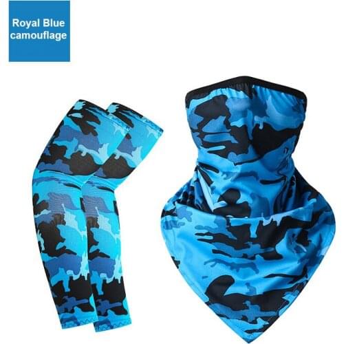 Outdoor arm guard sunscreen combo set Sleeve Sunscreen ice silk sleeves sunscreen bib sleeves printed Cycling sunscreen gloves