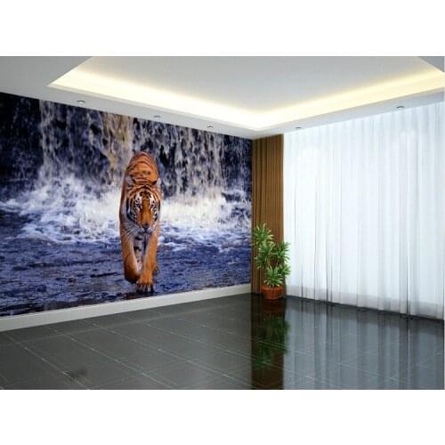 Bacal Large Animal 3d Wall Mural with Waterfall Tiger Papel Mural Wallpaper for Bedroom 3d Photo Murals Wall paper Wallcoverings