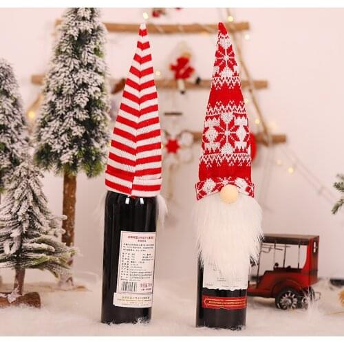 2022 New Year Gift Santa Claus Wine Bottle Dust Cover Xmas Noel Christmas Decorations For Home Navidad 2021 Dinner Table Decor