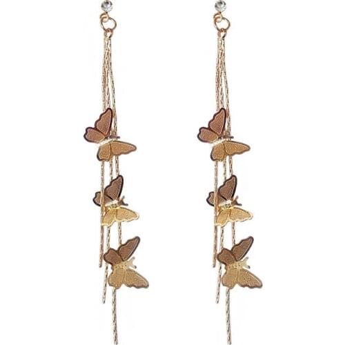 New Fashion Long Butterfly Tassel Earrings Sexy Wild Sweet Dangle Earrings For Women Female Gold Jewelry oorbellen
