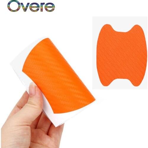 Overe 1Set Car Door Handle Carbon Fiber Stickers Scratchproof For Hyundai Solaris I30 creta IX25 Suzuki Swift SX4 Lada Vesta