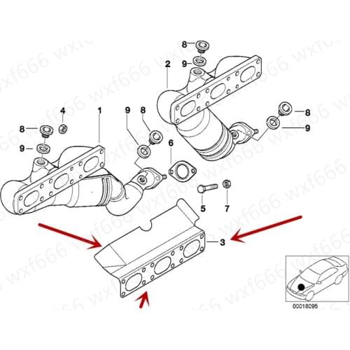 Exhaust pipe branch pad EE38 728I 520 E39 M52 528Ib mwE46 325 320CI E60 E83 X3 Z3 E36 E83 X5 Engine exhaust pipe seal gasket