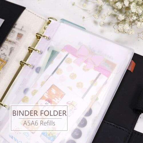 MyPretties A5 A6 PVC Folder Bag Transparent Storage Bag Filing Bag Refills for 6 Hole Binder Organizers Planners