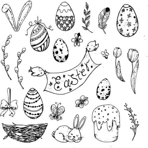 AZSG Various Easter Eggs Flowers Leaves Clear Stamps For Scrapbooking DIY Clip Art /Card Making Decoration Stamps Crafts