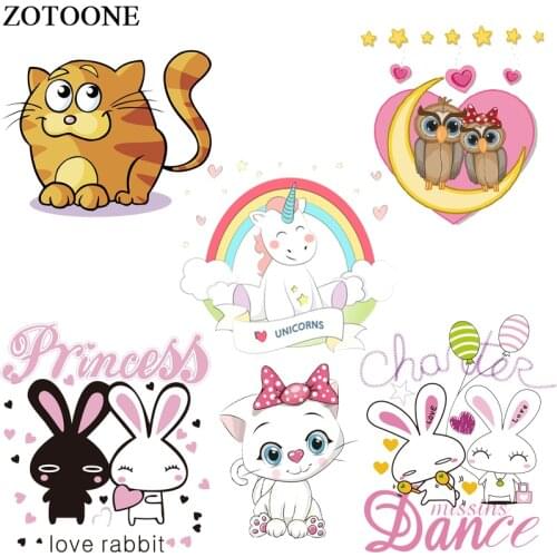 ZOTOONE Iron On Cute Animal Patches Cartoon For Kids Clothes DIY Accessory Decoration Heat Transfer Patches Set Gift For Body D
