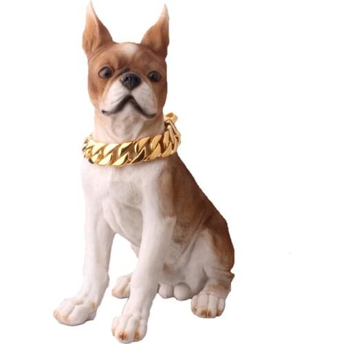 Tiasri Thick Dog Chain Medium to large Dog Collar Choker Strong Stainless Steel dog Necklace Pet Supplies Drill 24mm 18-26inch