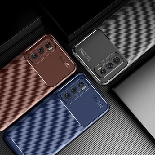 Uftemr Phone Case for VIVO V20 SE Case Cover Luxury Carbon Fiber Texture Soft TPU Silicone Bumper Cover for VIVO V20 Pro SE V 20
