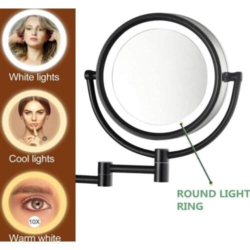 8" Wall Mounted LED Makeup Mirror, 3X Lighted Mirror with 8 Inch Double Sided 360° Vanity Mirror for Bathroom, Chrome Finished