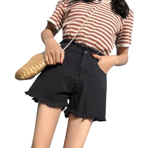 G1022 new 2020 spring summer womens fashion loose and versatile a-line high-waisted hot jeans shorts cheap wholesale