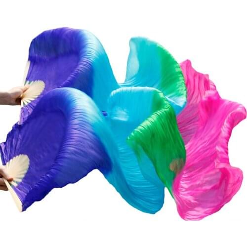 Pure Natural Silk Fan Belly Dance Fan 100% Real Silk/Imitation Silk Belly Dance Accessories Veils Handmade Dyed Belly Dance Veil