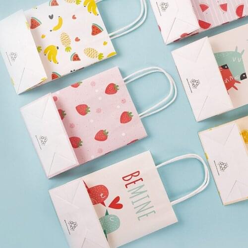 20pcs cartoon animal fruit childrens day Birthday party baptism Portable gift bag Baby Shower candy paper bag for gift упаковка