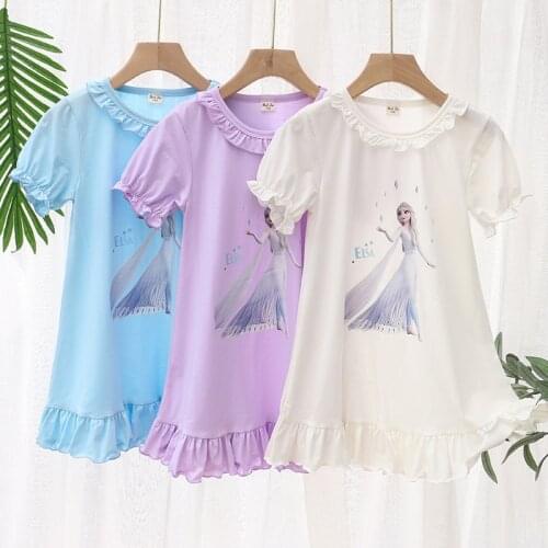 2021 Disney Childrens Clothing Summer Dress Home Service Girl Aisha Princess Dress Nightdress Frozen Long Skirt Kids Nightgown