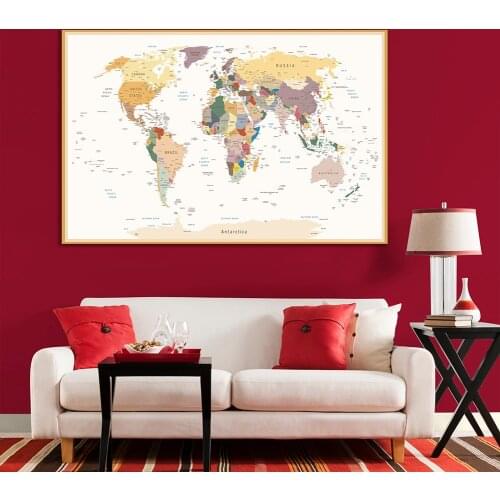 225*150cm The World Map Vintage Non-woven Canvas Painting Large Wall Poster Living Room Home Decoration Children Study Supplies