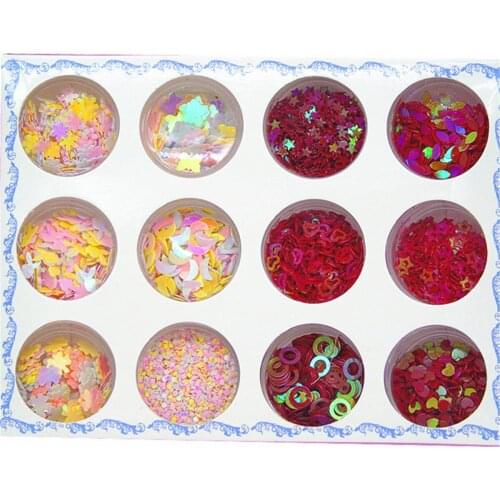 3D Rhinestone Paillette Glitter Gems Pink Red Tear Love Star Charms Nail Art Decoration Nail Glitter Flakes Makeup Accessories