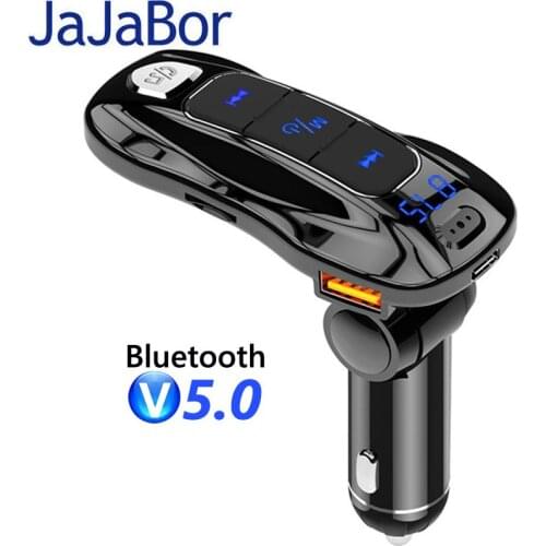 JaJaBor Bluetooth 5.0 Car kit Handsfree FM Transmitter MP3 Player PD3.0 Quick Charge Support TF Card U Disk Playback