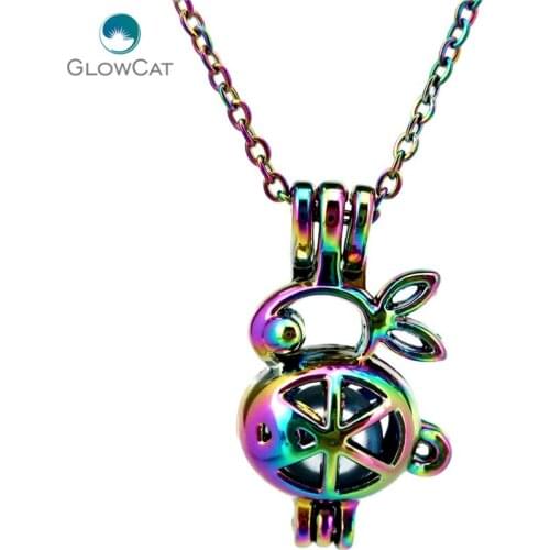 C71 COLORS Long Ear Animal Rabbit bead cage Necklace Pendant Aroma Essential Oil Diffuser Locket Necklace