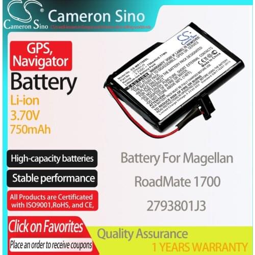 CameronSino Battery for Magellan RoadMate 1700 fits Magellan 2793801J3 GPS,Navigator battery 750mAh 3.70V Li-ion Black