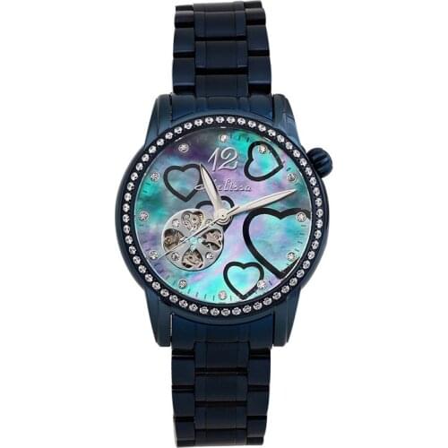 Lucky Four-leaf Hollow Mechanical Self Wind Watch Neutral Women Full Steel Wristwatch Heart Printing Relog Feminino Montre MG581