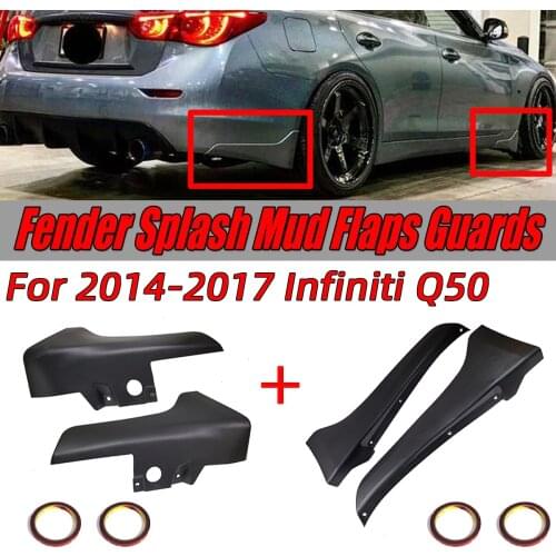 Black Q50 Front/Rear Bumper Lip Car For Fender Splash Mud Flaps Guards Guard Angle Corner Protection For Infiniti Q50 2014-2017