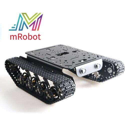 Black Tank Chassis Kit with Track Intelligent Car Shock-absorbing Tracked Vehicle PS2 Remote Control Suspension Off-road for DIY