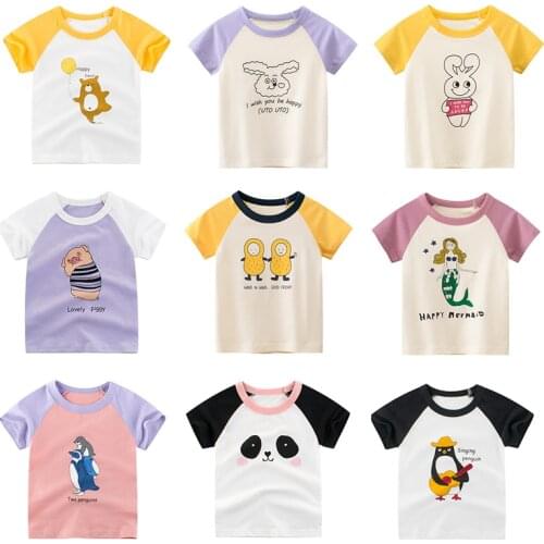 Children T-shirt Girls Cotton Tee Animal Print Girl T Shirt Tops Cartoon Kids tshirt Clothes Clothing Summer New Arrive 2021