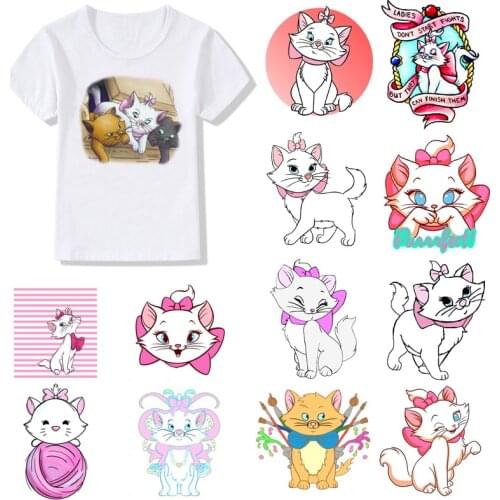 T-shirt girl top children t-shirt pink mary cat cartoon print summer children cute O-neck short sleeve kids clothes girl t-shirt