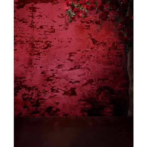 Red Wall Red Rose Flowers Photography Backdrops Photo Props Studio Background 5x7ft