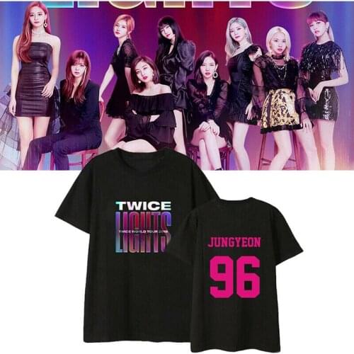 ALLKPOPER KPOP South Korean Womens Team TWICE Same Tshirt 2019 WORLD TOUR TWICELIGHTS Concert T-shirt K-POP Tshirt Tee Tops