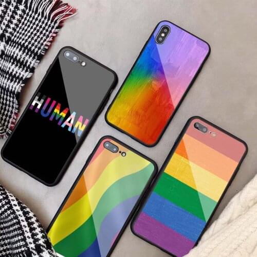 Gay Lesbian LGBT Rainbow Pride DIY Tempered Glass Case For iPhone 11 12 Pro XR X XS MAX 8 7 6 5 Plus Phone Back Cover shell
