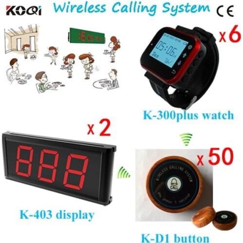 Guest Paging System With 2 Screen + 6 Watches + 50 Call Bells For Restaurant Cafe