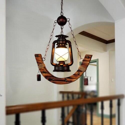 Chinese Retro Horse Lantern Nostalgic Pendant Light Leisure Bar Tea Restaurant Hanging Light Corridor Aisle Antique Pendant Lamp