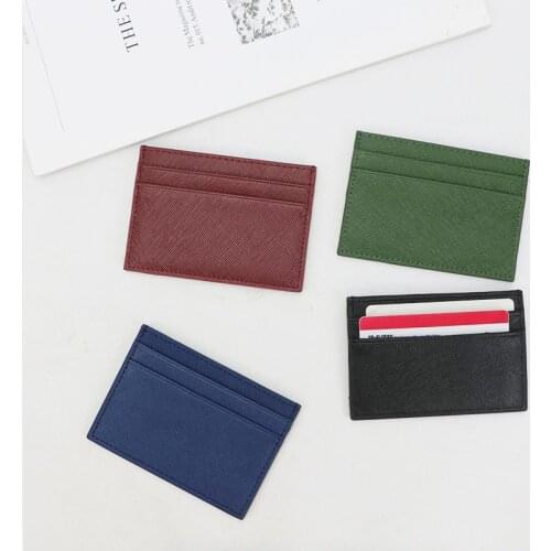 Classic Business Saffiano Split Leather Credit Card Holder Limited Edition Customed Initial letters ID Card Case Card Wallet