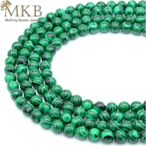 Synthesis Green Malachite Stone Round Beads For Jewelry Making 4 6 8 10 12mm Gem Spacer Beads Diy Bracelet Accessories Wholsale