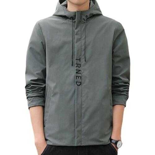 Spring And Autumn Men Jacket 2021 Korean Fashion Trend Casual Letter Printing Hooded Youth All-match Jacket Mens Clothing 5XL