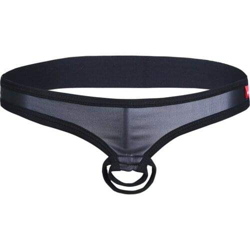 2019 Men Lingerie Patent Leather Briefs Bikini Underwear Underpants with Penis Hole Cheap Briefs for Male Mens Underwear Panties