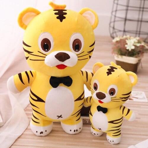25-45cm Soft Stuffed Animals Lying Tiger Plush Toys Pillow Lion Peluche Kawaii Leopard Doll Girl Toys For Children