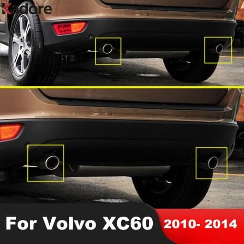 For Volvo XC60 XC 60 2010 2011 2012 2013 2014 Stainless Steel Rear Exhaust Muffler Tip Pipe Cover Trim Tail Silencer End Trims
