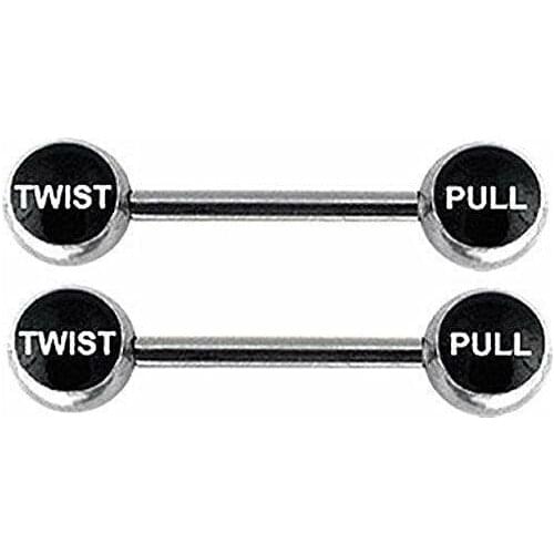 Nipple Ring Bars Twist Pull Jewelry Pair 14g