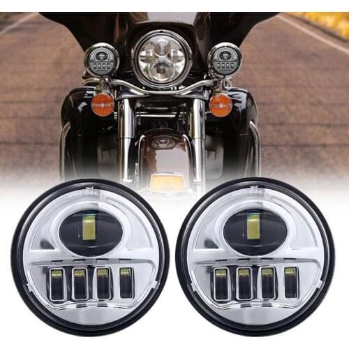 Newest 2pcs Motorcycle 4-1/2" 4.5" LED Fog Light Passing Projector Lamp For Road King Electra Glide Softail Motorcycle Headlight