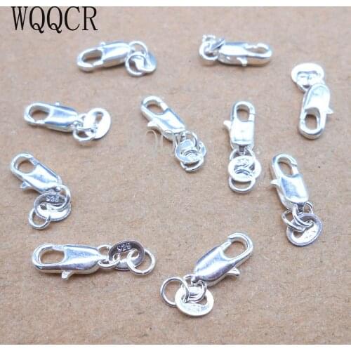 Wholesale Jewelry Findings 100PCS Real Pure 925 Stamped Silver colorLobster Clasps With 925 Tag For Necklace+Opening Jump Rings