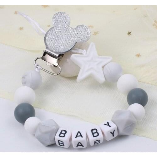 Personalized Name Handmade Pacifier Clips Holder Chain Silicone Pacifier Chains Five Star Baby Teether Teething Chain