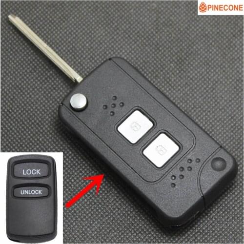 PINECONE Key Case for MITSUBISHI PAJERO V73 OUTLANDER GRANDIS Auto Key 2 Buttons Uncut Blade Modified Remote Car Key Shell Fob