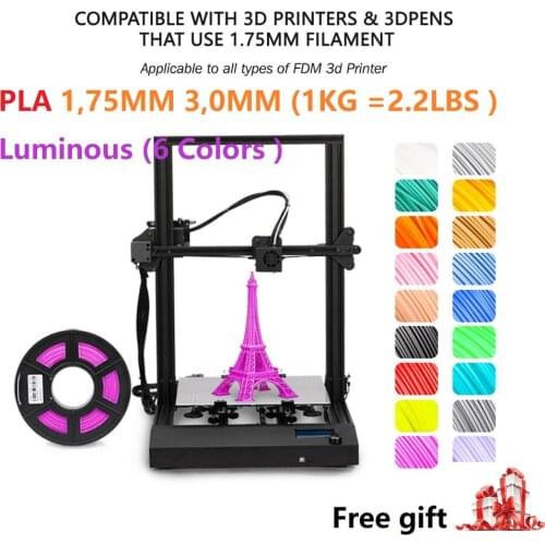 PLA Filament 1.75mm 3.00MM 1kg 2.2 LBS Luminous 6 Colors Plastic Resin 3d Printer Original Sunlu Sublimation Products Printing