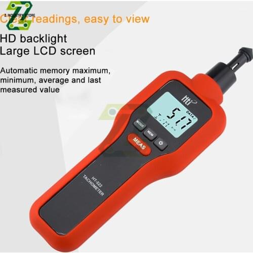 HT-522 Contact Portable Handheld High Precise Speed Meter Tester Tool Photoelectric Measurement Tachometer LCD Display